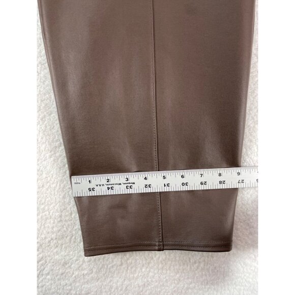 Slim Factor 1X Short Slim Faux Leather Brown Elastic Waist Pants NWT - Picture 7 of 12